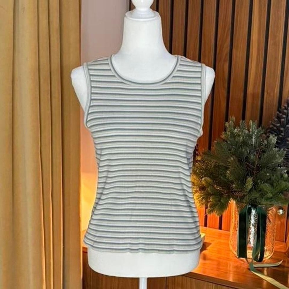 VTG 00s/Y2K Aeropostale Striped Ribbed Tank Top Women's Size Small Green White
